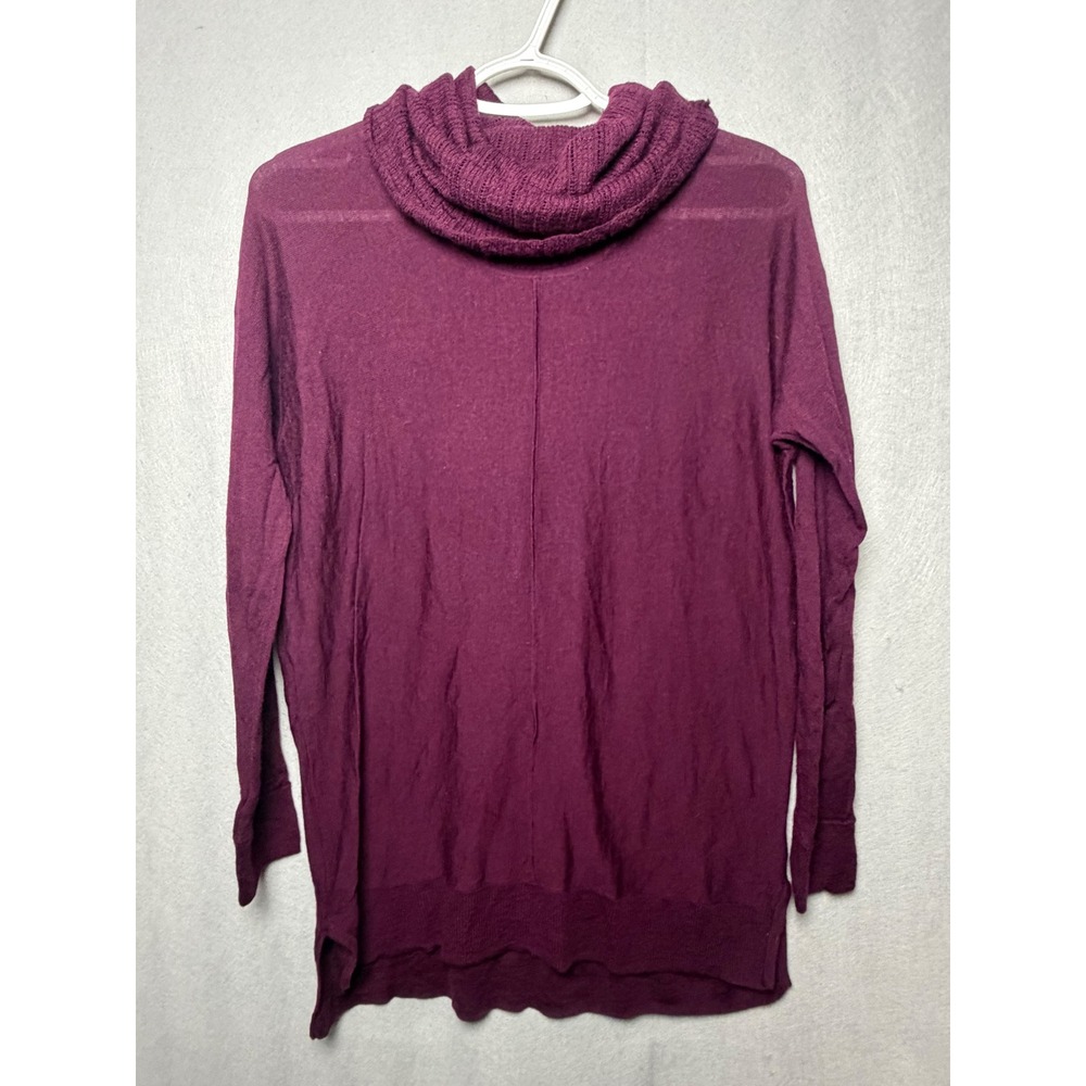 Kenar Women Purple 100% Extrafine Merino Wool Cowl Neck Tunic Sweater Small